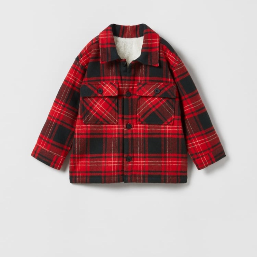 Zara Overshirt with lapel collar and long sleeves.